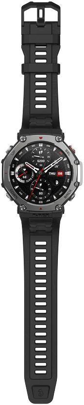 Išmanusis laikrodis Amazfit T-Rex 3, Nerudijančio plieno korpusas su onikso spalvos silikoniniu dirželiu
