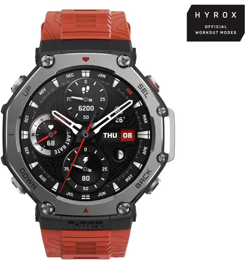 Išmanusis laikrodis Amazfit T-Rex 3, Nerudijančio plieno korpusas su rudos spalvos silikoniniu dirželiu