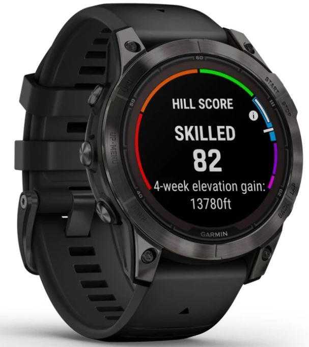 Išmanusis laikrodis Garmin fēnix® 7 Pro – Sapphire Solar Edition Pilkos anglies spalvos DLC titanas, su juodu dirželiu