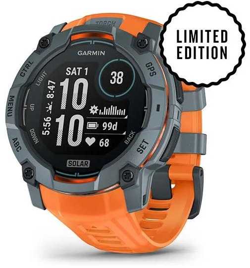Išmanusis laikrodis Garmin Instinct 3 – 50 mm, Solar, Prieblandos dizaino su saulėgrįžos dizaino dirželiu