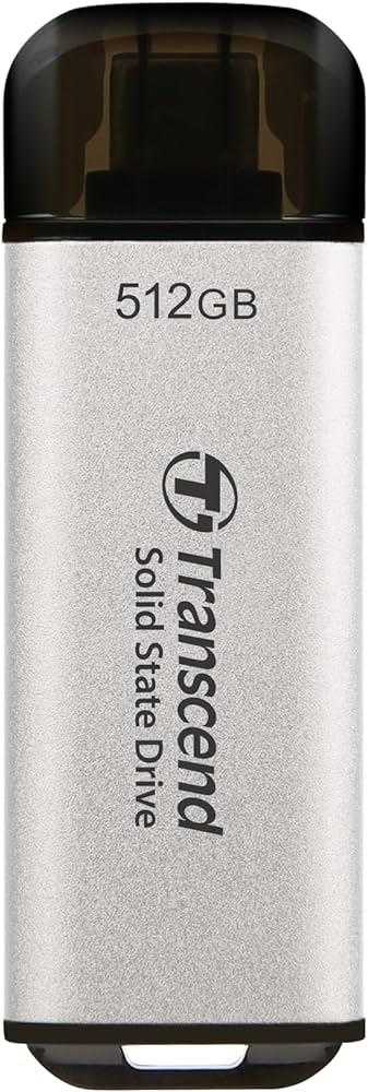 Kietasis diskas TRANSCEND 512GB,USB EXTERNAL SSD, ESD300S, USB 10GBPS, TYPE C, Sidabrinis