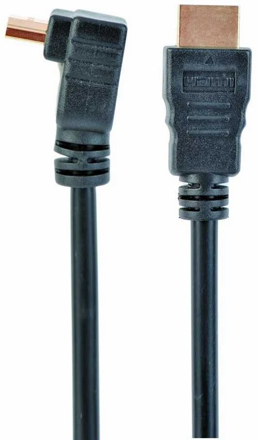 Gembird Cablexpert | HDMI didelės spartos 90 laipsnių kištukas į tiesų kištuką, 19 kontaktų, auksiniu dangteliu dengtos jungtys | HDMI 19 kontaktų kištukas | HDMI 90 laipsnių kištukas | 1,8 m