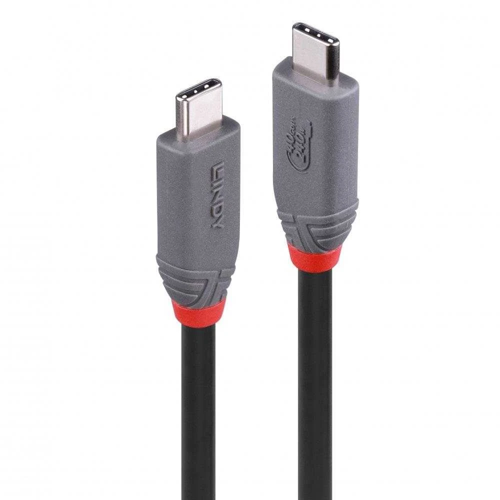 USB Kabelis - LINDY Anthra Line USB4 Type C Laidas, M/M, 40Gbps, 240W PD, 0.8 m, Juodas