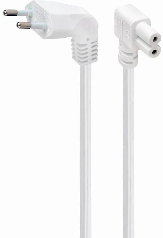GEMBIRD maitinimo laidas C7 su kampinėmis jungtimis, VDE sertifikuotas, 2,5 m, baltas