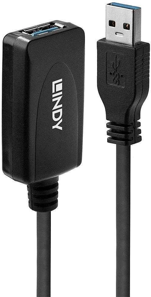 USB Prailginimo Laidas - LINDY USB 3.0 Aktyvus Prailginimo Laidas Type M/F, 5 m, Juodas