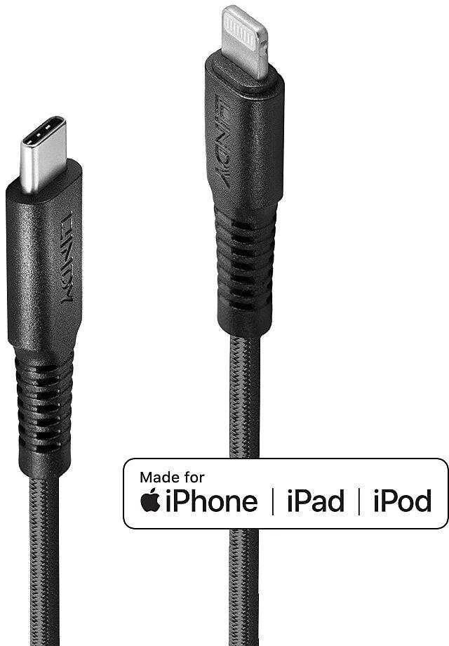 USB Kabelis - LINDY USB Type C į Lightning Laidas, M/M, 480Mbps, 2 m, Juodas
