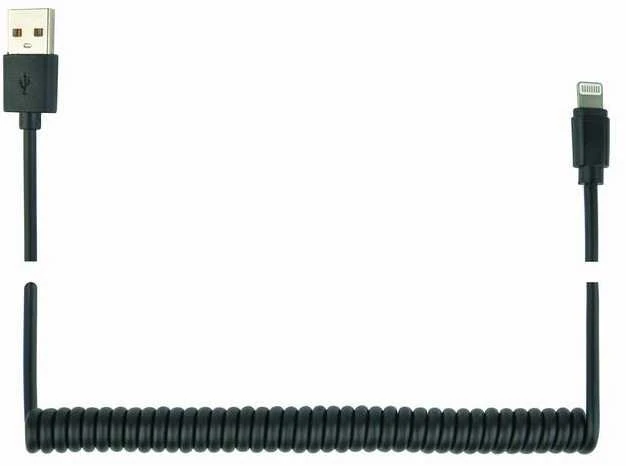 GEMBIRD CC-LMAM-1.5M Gembird USB sinchronizavimo ir įkrovimo spiralinis kabelis, 8 kontaktų, 1.5 m, juodas