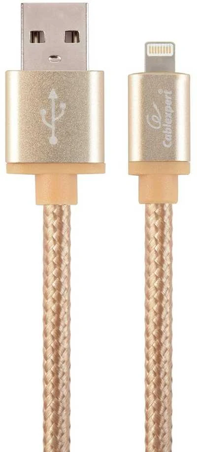 GEMBIRD CCB-mUSB2B-AMLM-6-G USB–8 kontaktų kabelis, medvilninis pintas metalinis jungiklis, 1,8 m, auksinis