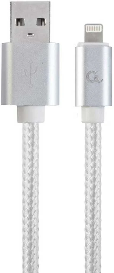 GEMBIRD CCB-mUSB2B-AMLM-6-S Gembird USB–8 kontaktų kabelis, medvilninis pintas, metalinės jungtys, 1,8 m, sidabrinis