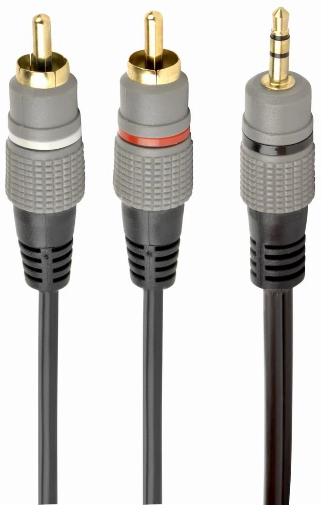 GEMBIRD 3,5 mm stereo kištukas į 2xRCA kištukus, 2,5 m kabelis, auksinės dangos jungtys