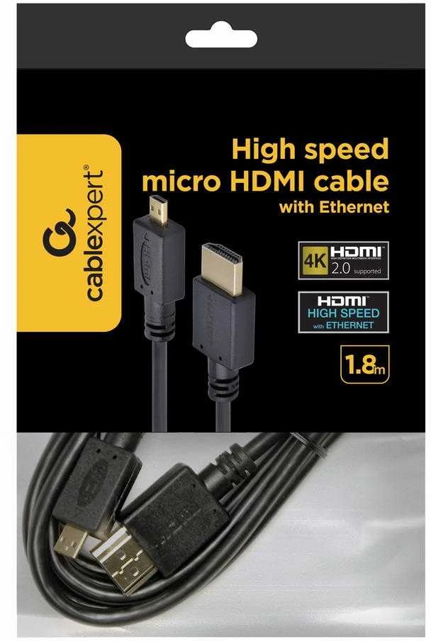 GEMBIRD CC-HDMID-6 HDMI -HDMI Micro kabelis su auksinėmis jungtimis, 1,8 m, urmu pakuotė