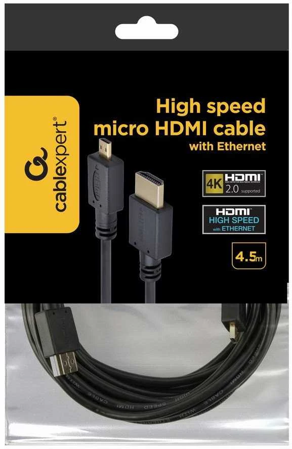 GEMBIRD CC-HDMID-15 Gembird HDMI -HDMI Micro kabelis su auksinėmis jungtimis, 4,5 m, urmu pakuotė