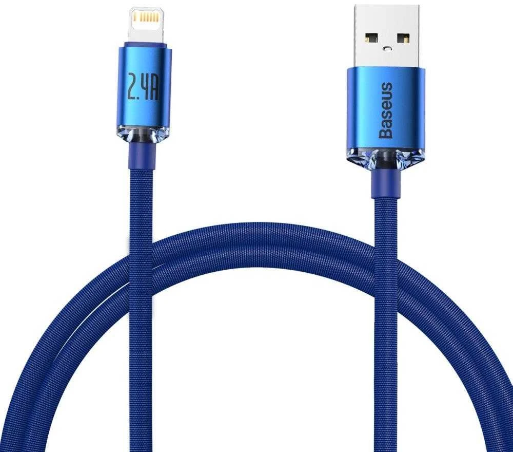 Baseus Crystal Shine USB - Lightning kabelis 2.4A 2m - Mėlynas