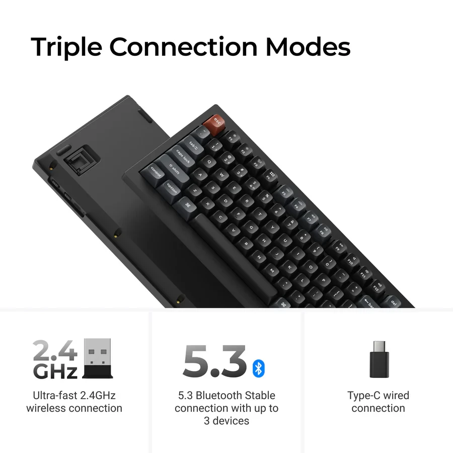 Belaidė mechaninė klaviatūra Keychron V1 Ultra Wireless | Hot Swappable | RGB | Banana tipo jungikliai