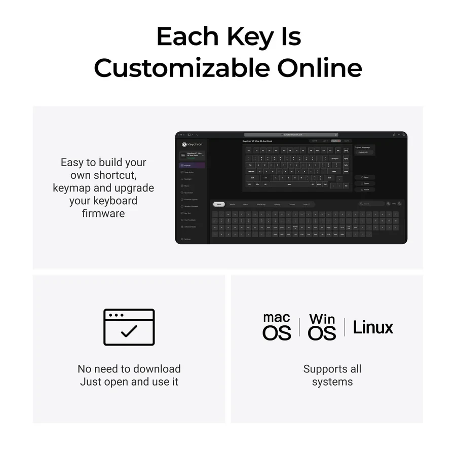 Belaidė mechaninė klaviatūra Keychron V1 Ultra Wireless | Hot Swappable | RGB | Banana tipo jungikliai