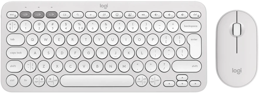 Klaviatūra ir pelė Logitech Pebble 2 Combo, baltos spalvos