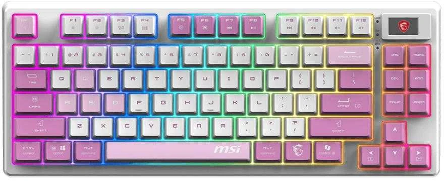 MSI FORGE GK600 TKL WIRELESS VIOLET | Klaviatūra žaidimams | Wireless | US | 2.4 GHz Wireless, Bluetooth, USB 2.0 | Mechaninė Linear