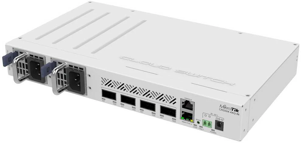 Maršrutizatorius MIKROTIK CRS504-4XQ-IN debesies komutatorius 4x 100G QSFP28 1x RJ45 100Mb/s