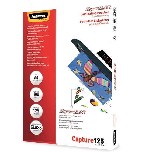 Fellowes SuperQuick A4 125 mikronų 100 vnt.