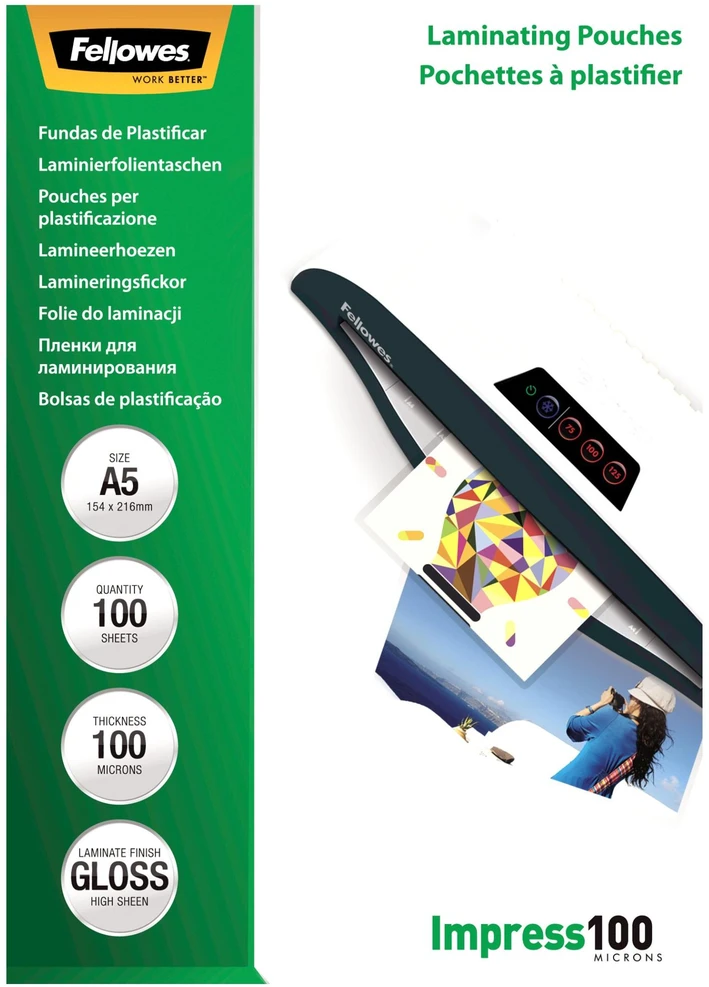 Fellowes A5 100 mikronų.