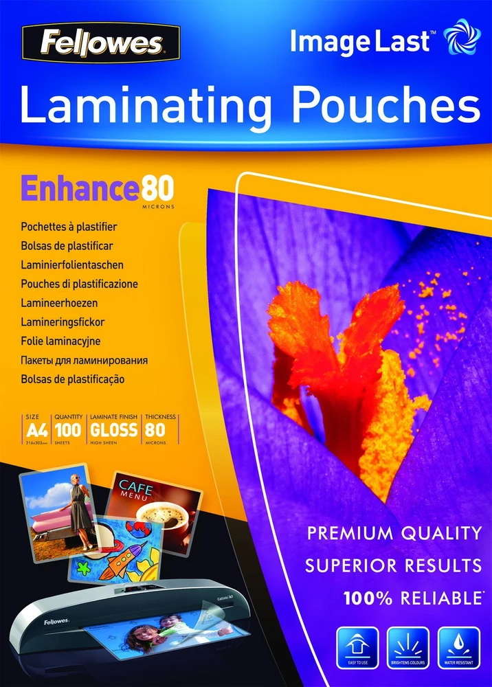 Fellowes Laminavimo vokeliai BERGAI, 80 mic, A4, 100 vnt.