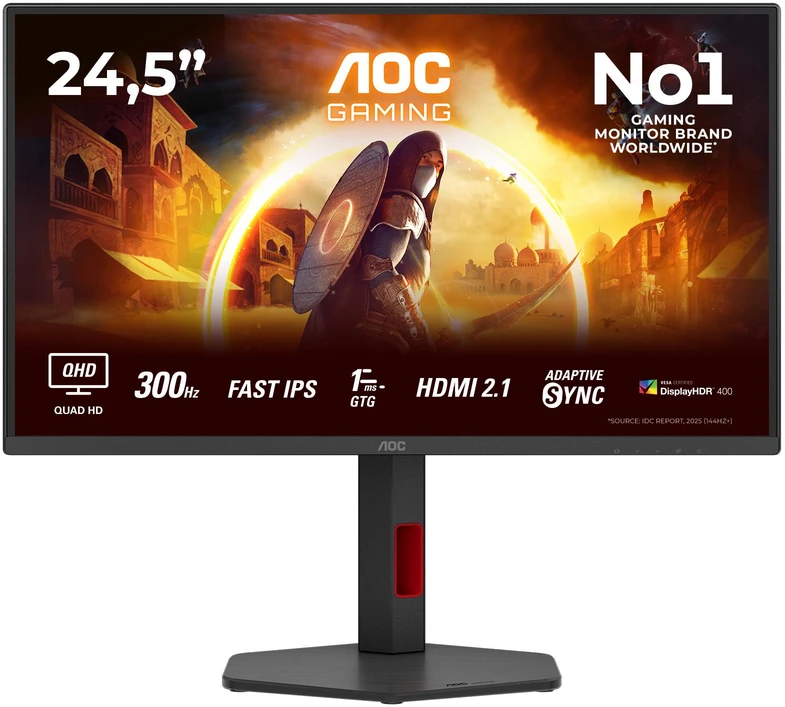 Monitorius AOC | Q25G4SR | 24.5 " | Fast IPS | QHD | 16:9 | 300 Hz | 1 ms | 2560 x 1440 pikselių | 400 cd/m² | HDMI jungtys quantity 2 | Juodas