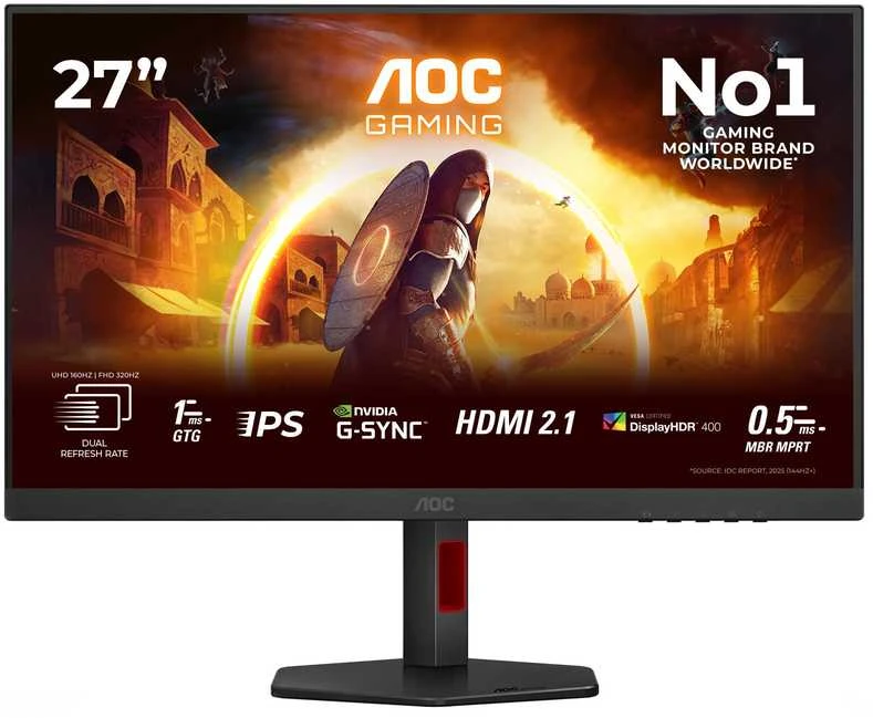 Žaidimų monitorius AOC U27G4R, 27" 4K UHD (3840x2160) Fast IPS Mini LED, 160Hz, 1ms, DisplayHDR 1000, PiP/PbP