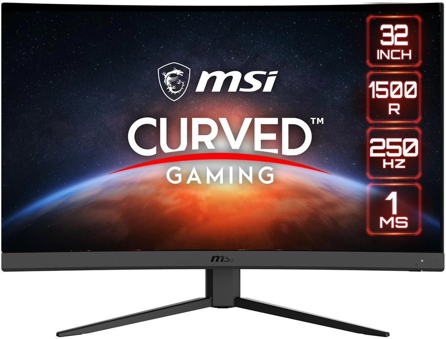 Monitorius MSI G32C4X 31,5 colio VA FHD kreivė 1500R 300cd/m2 250Hz 1ms HDMIx2 DP