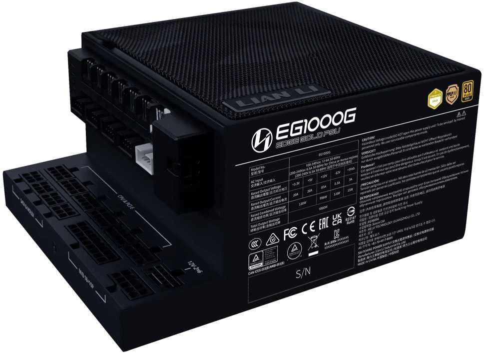 Lian Li EDGE GOLD 1000 80 PLUS Gold maitinimo šaltinis, PCIe 5.1, ATX 3.1 × 1000 vatų, juodas, įskaitant USB šakotuvą