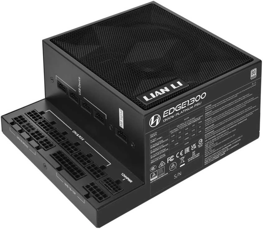 Lian Li EDGE EG1300 80 PLUS Platinum PSU, PCIe 5.1, ATX 3.1 – 1300 Watt, juodos spalvos