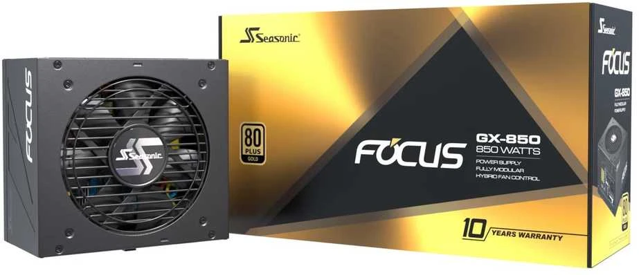 „Seasonic Focus GX 80 PLUS Gold“ maitinimo šaltinis, modulinis – 850 vatų, juodas