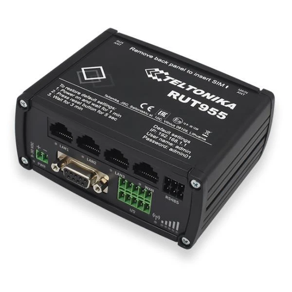 Šakotuvas Extralink Maršrutizatorius LTE Teltonika RUT955T033C0 (3G/4G/LTE SIM, xDSL (laido jungtis LAN), 2,4 GHz)