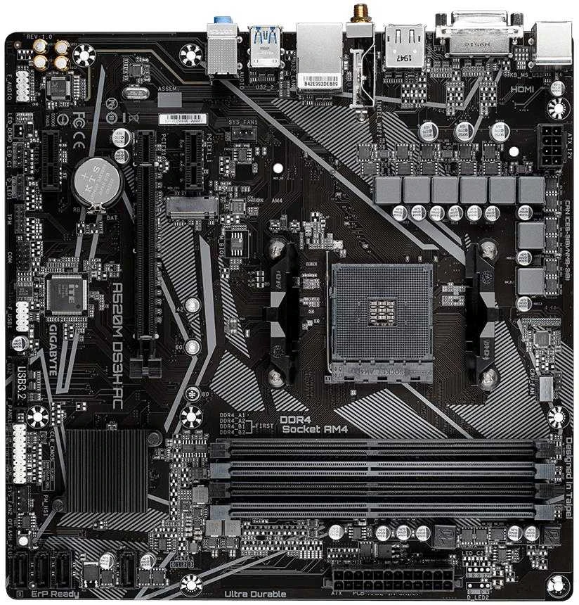 Pagrindinė plokštė GIGABYTE A520M DS3H AC AM4 1xHDMI 1xDP