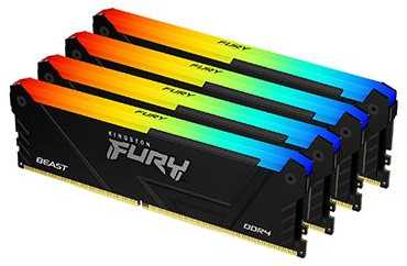 RAM Kingston KF432C16BB2AK4/32 32GB 3200MT/s DDR4 CL16 DIMM (Kit of 4) FURY Beast RGB | Kingston