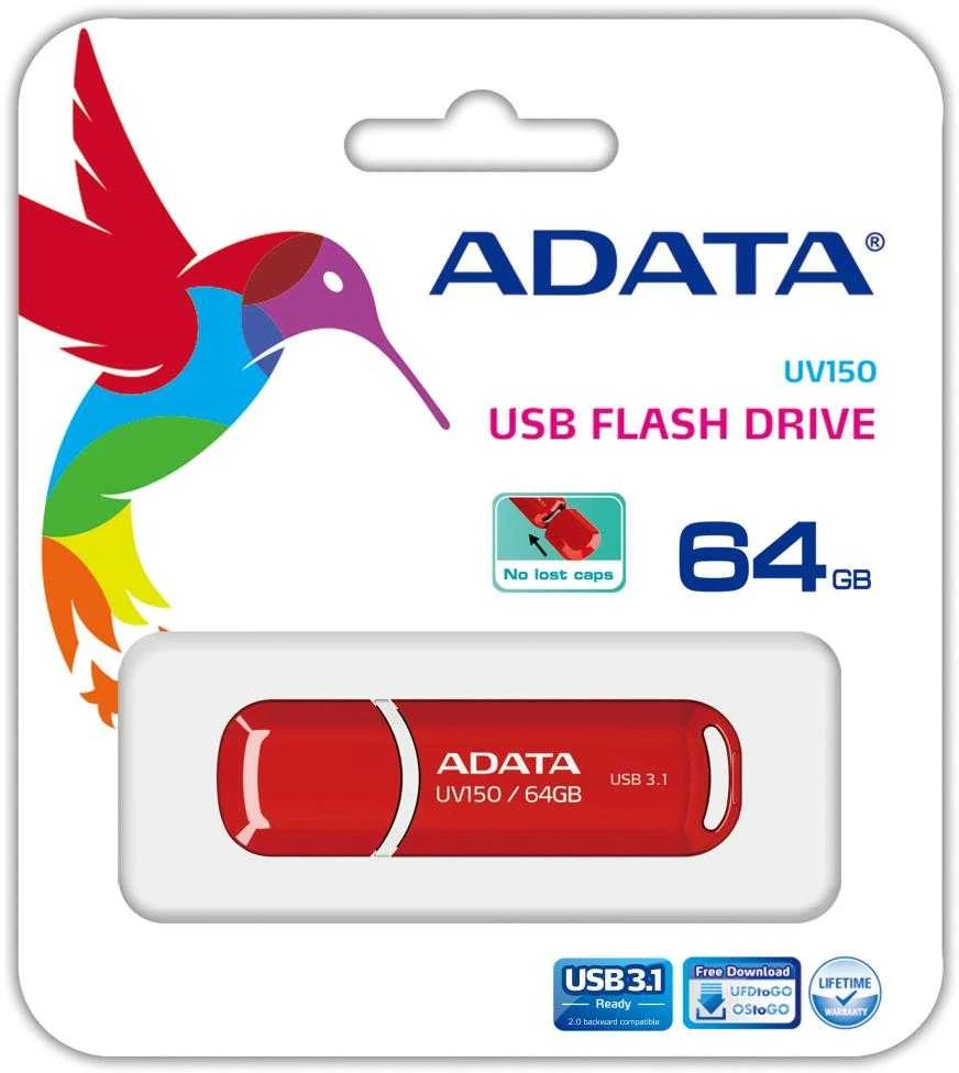 ADATA | UV150 | 64 GB | USB Type-A | Raudona