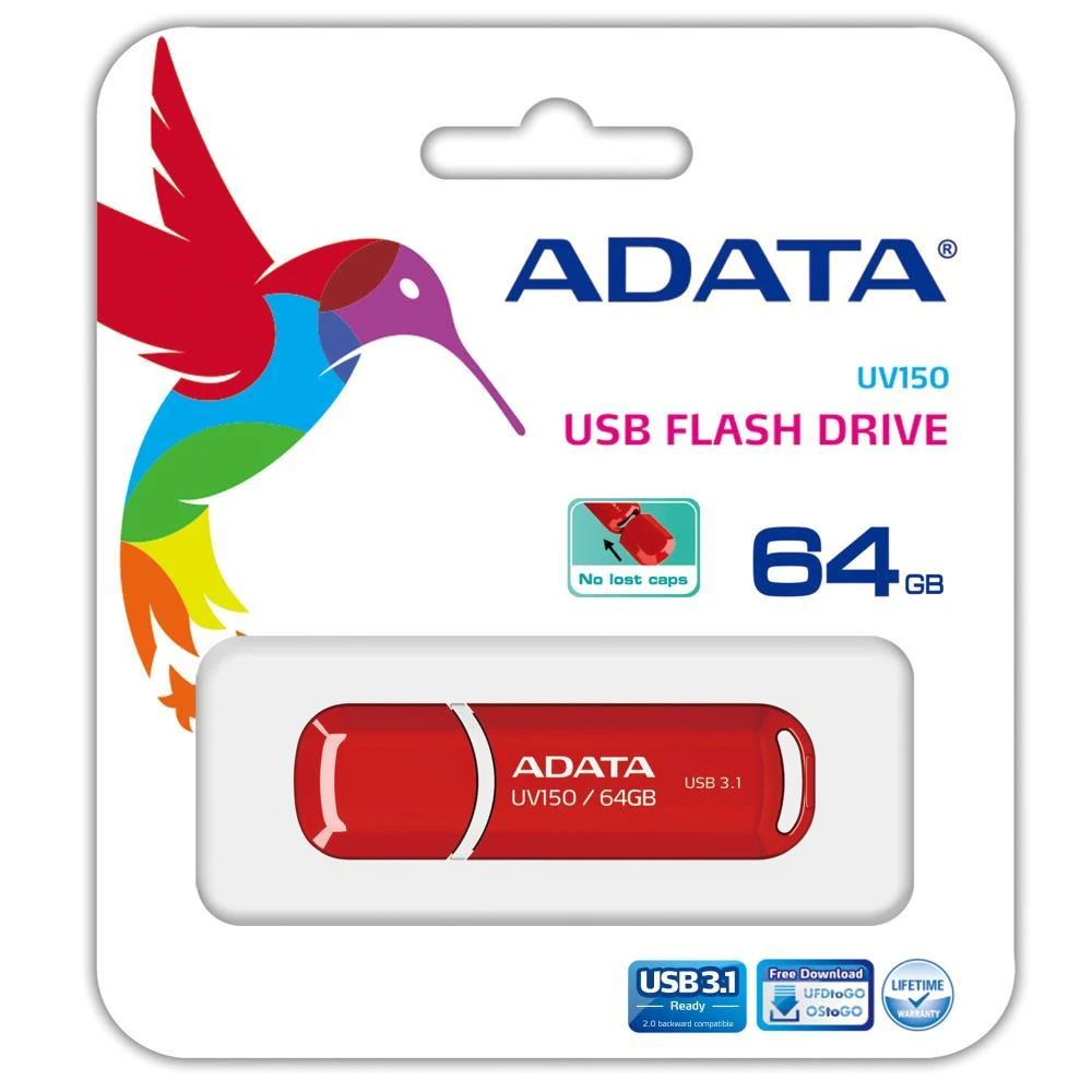 ADATA | UV150 | 64 GB | USB Type-A | Raudona
