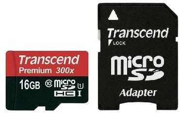 Atminties kortelė TRANSCEND 16GB Micro SDHC Class 10 UHS-I su adapteriu