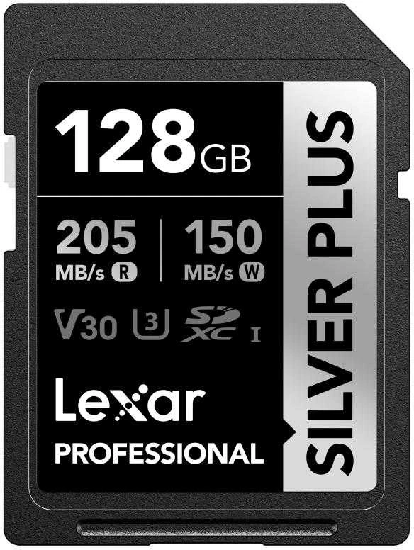 Atminties kortelė Lexar SDXC Professional Sidabrinis Plus UHS-I/U3/A2/4K R205/W150 (V30) 128GB