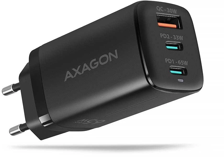 AXAGON GaN sieninis įkroviklis 3x prievadas (USB-A + 2x USB-C), 65W | ACU-DPQ65