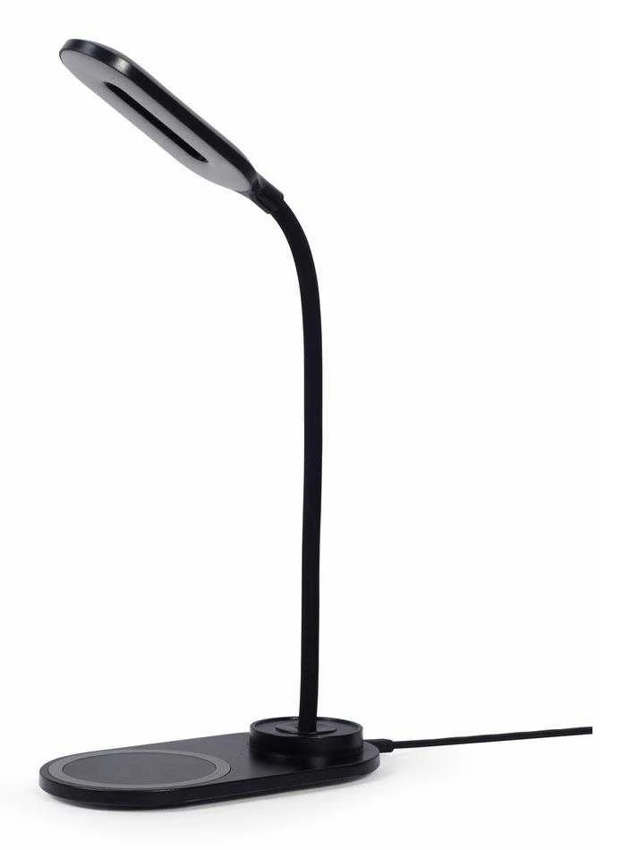 „Gembird TA-WPC10-LED-01“ stalinė lempa su belaidžiu įkrovikliu, Juodas | Šalta balta, šilta balta, natūrali 2893–7072 K | Telefonas arba planšetė su integruotu belaidžiu „Qi“ įkrovimu
