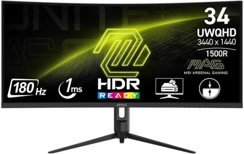 Monitorius MSI MAG 342CQR E2 34" / UWQHD / 180Hz / 1ms / curved juodos spalvos