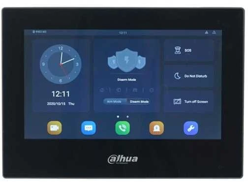 Dahua IP domofono monitorius VTH5321GB-W. 7 col. 1024x600. Wifi, PoE(802.3af). SIP. Andoid 8.1, Juodas