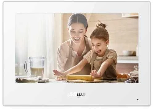 Dahua IP domofono monitorius VTH5321GW-W. 7 col. 1024x600. Wifi, PoE(802.3af). SIP. Andoid 8.1, baltas