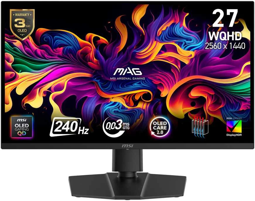 Žaidimų monitorius MSI MAG 271QP QD-OLED X24, 26.5" WQHD (2560x1440) QD-OLED, 240Hz, 0.03ms, HDR