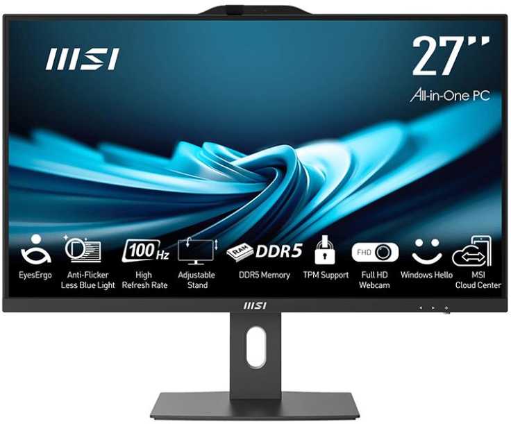 Stacionarus Kompiuteris - MSI Pro AP272P, Intel® Core™ i5, 68,6 cm (27"), 1920 x 1080, 16 GB DDR4, 512 GB SSD, Windows 11 Pro, Wi-Fi 6 (802.11ax), Juoda
