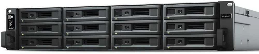 „Synology“ 12 lizdų talpos išplėtimo įrenginiai, 12 x 3,5 colio, su karštuoju keitimu | RX1223RP | 2 | 100 V–240 V kintamoji srovė | Juodas