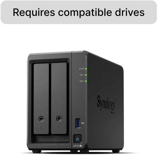 Serveris Synology DiskStation | DS725+ | AMD Ryzen | R1600 | 4 GB | DDR4 | Juodas