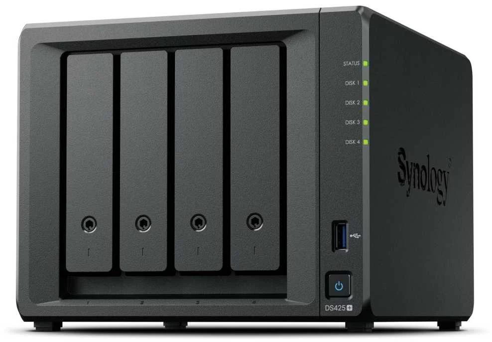 „Synology DiskStation DS425+“ NAS/saugojimo serveris „Intel® Celeron® J4125“ 2 GB DDR4 0 TB Juodas - tik „Synology“ HDD
