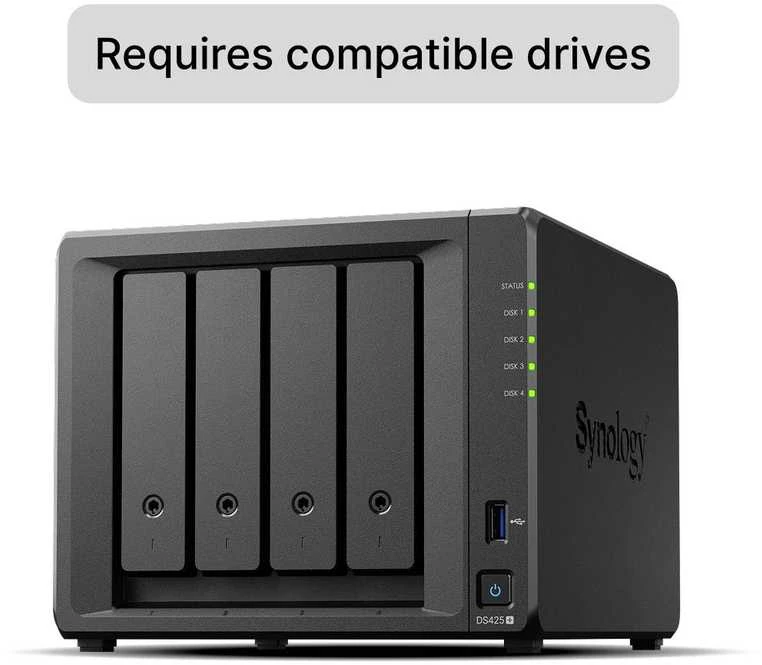 „Synology DiskStation DS425+“ NAS/saugojimo serveris „Intel® Celeron® J4125“ 2 GB DDR4 0 TB Juodas - tik „Synology“ HDD