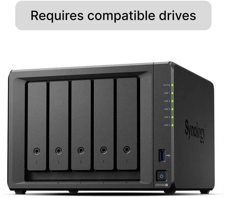 Serveris Synology DiskStation | DS1525+ | AMD Ryzen | V1500B | 8 GB | DDR4 | Juodas